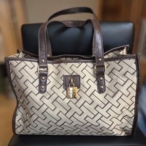 Tommy Hilfiger Monogram Tote Bag Featuring A Lock Charm
